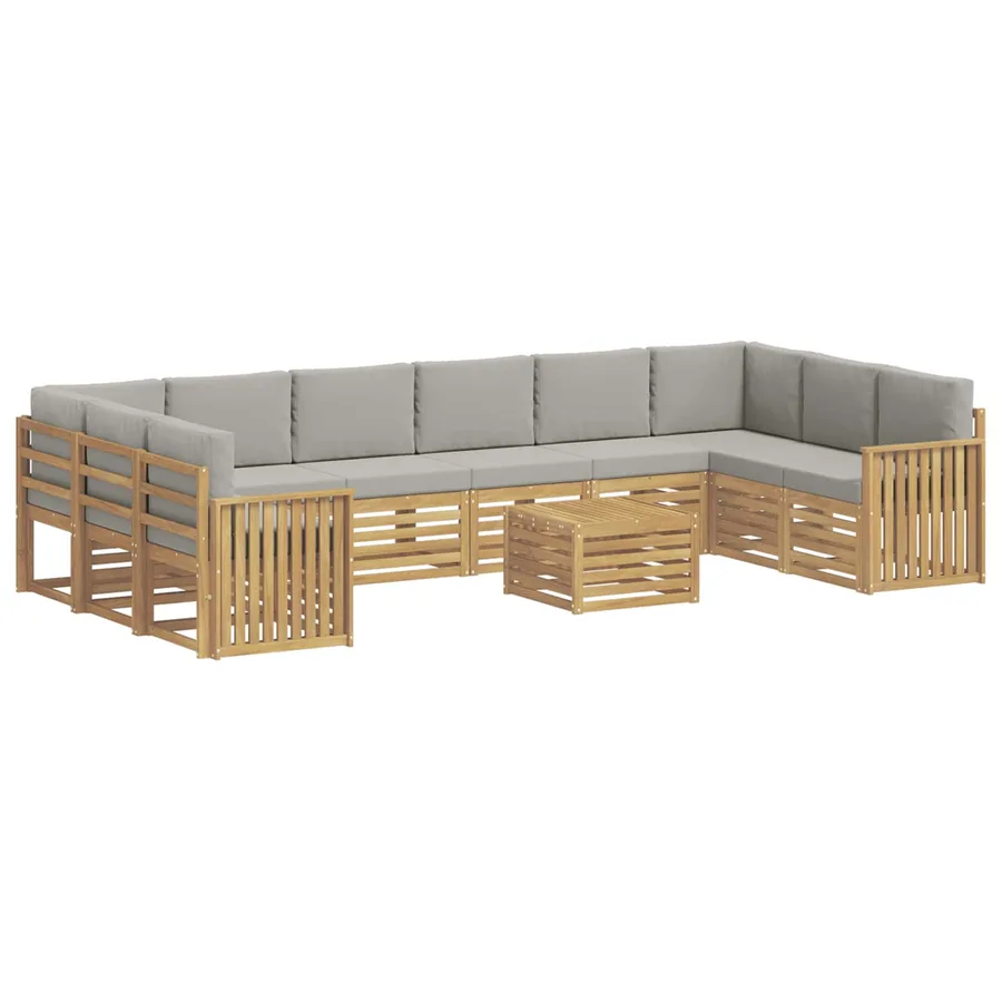 Ensemble de canapés d'extérieur 11 pcs Blanc et gris clair - 2