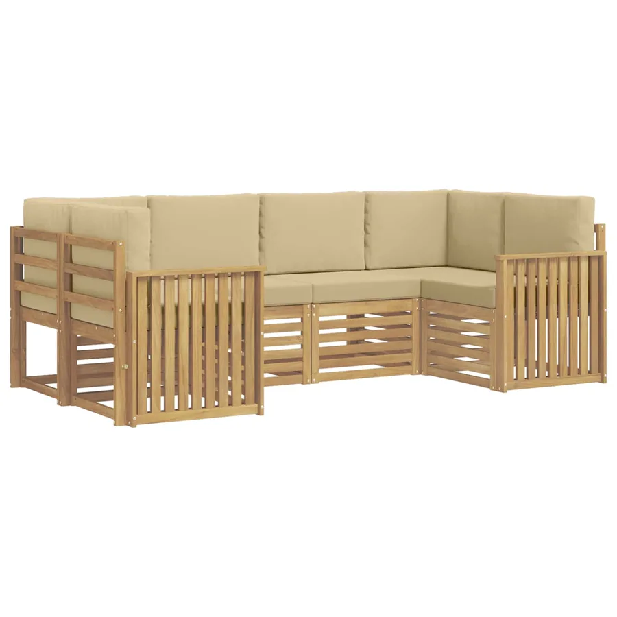 Ensemble de canapés d'extérieur 6 pcs Blanc et Beige - 2