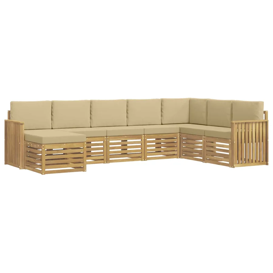 Ensemble de canapés d'extérieur 8 pcs Blanc et Beige - 2