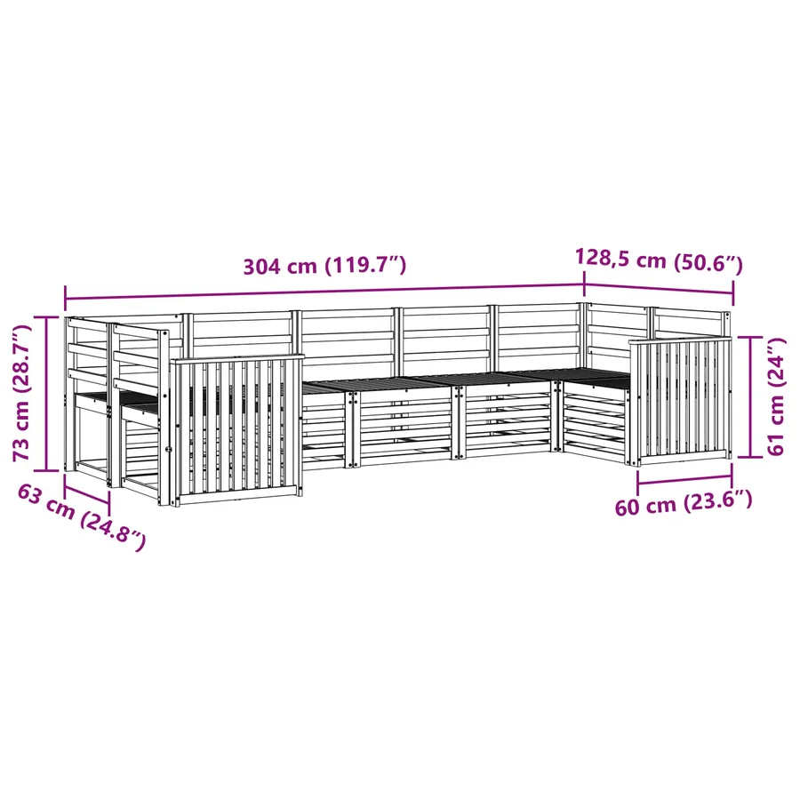 Ensemble de canapés d'extérieur 7 pcs Blanc 304 x 128,5 x 73 cm - 6