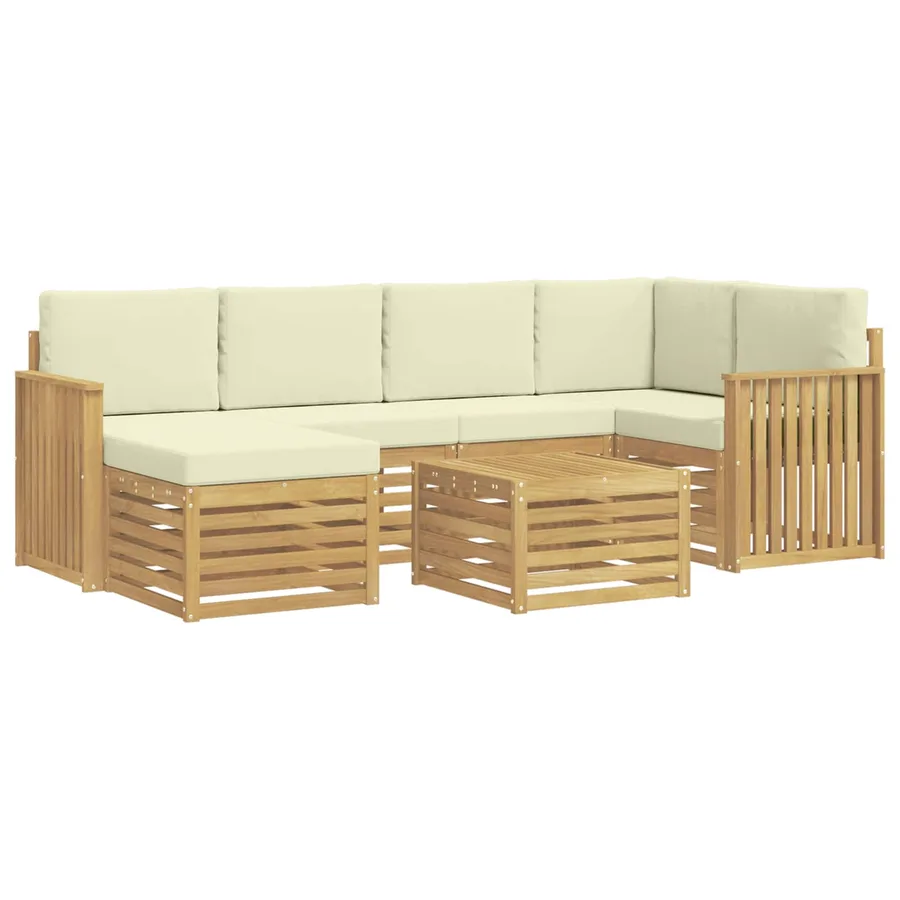 Ensemble de canapés d'extérieur 7 pcs Blanc et crème Polyester - 2