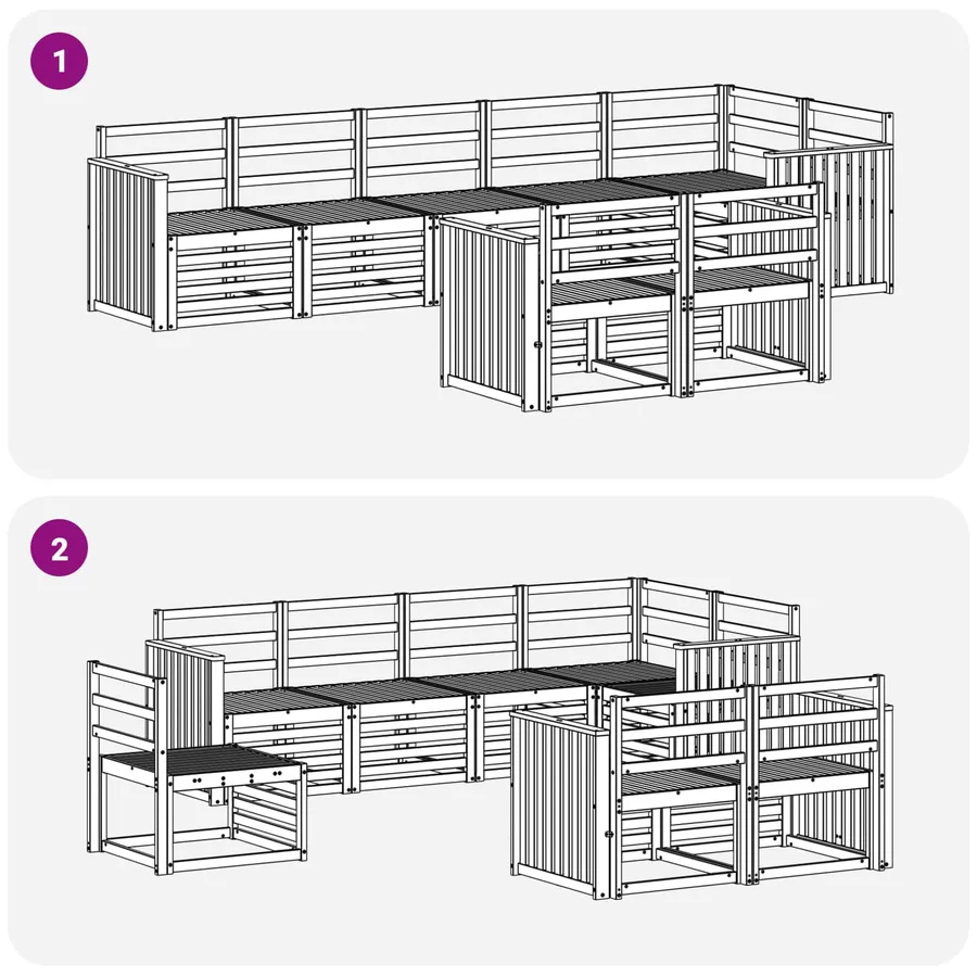 Ensemble de canapés d'extérieur 8 pcs Blanc 306 x 128,5 x 73 cm - 6