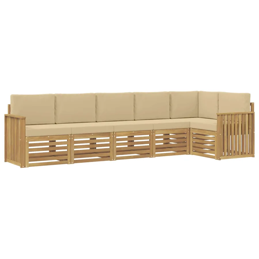 Ensemble de canapés d'extérieur 6 pcs Blanc et Beige - 2