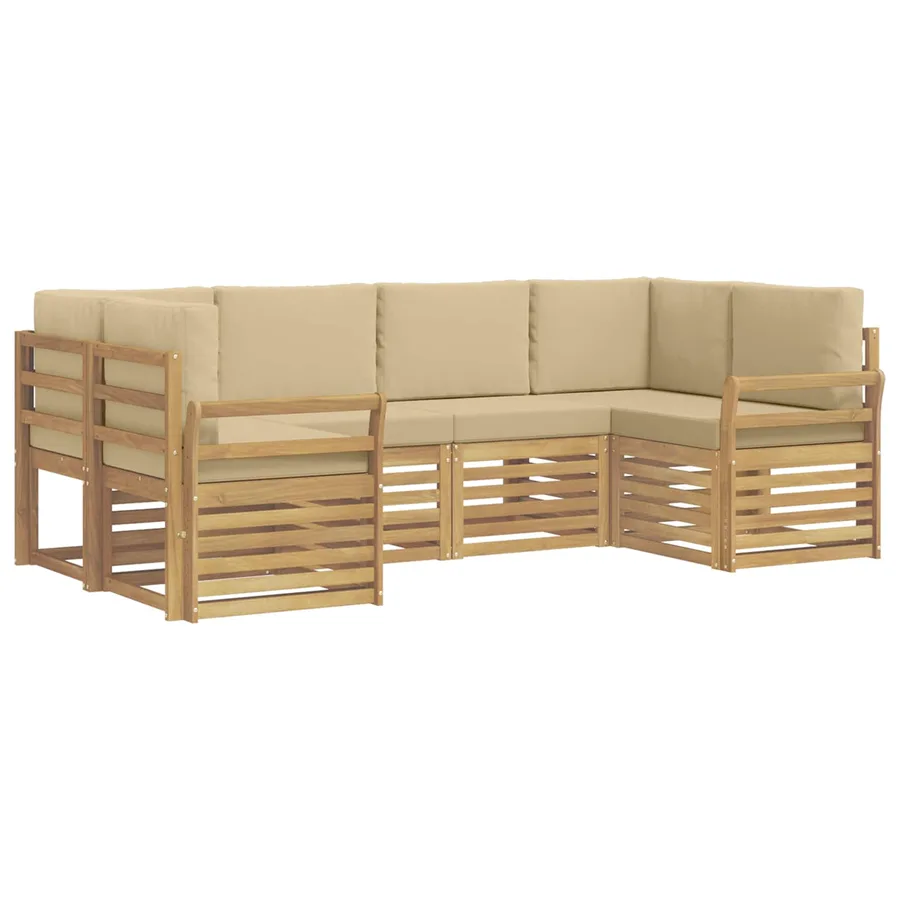 Ensemble de canapés d'extérieur 6 pcs Blanc et Beige - 2