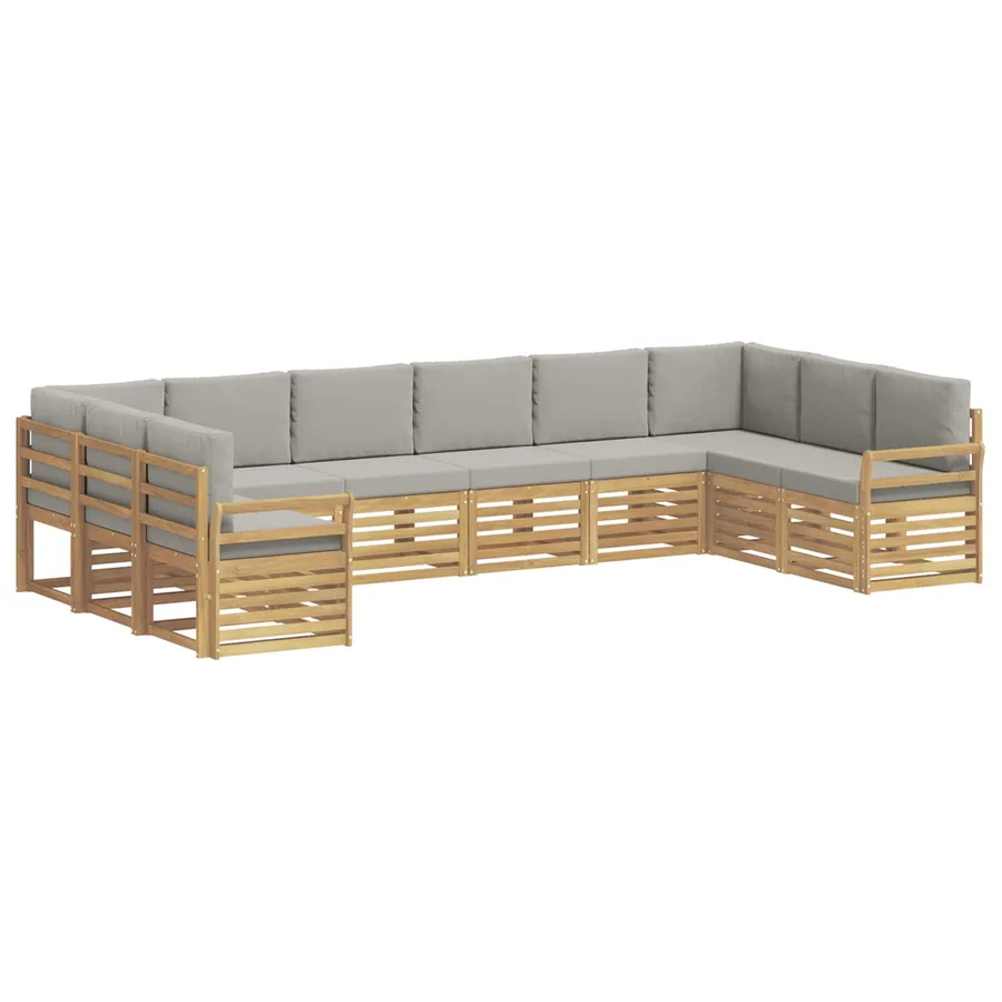 Ensemble de canapés d'extérieur 10 pcs Blanc et gris clair - 2