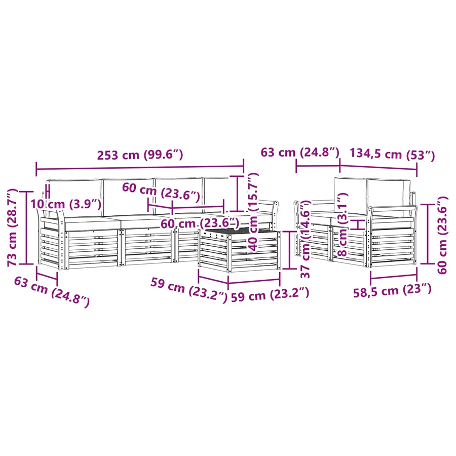 Ensemble de canapés d'extérieur 7 pcs Blanc et anthracite - 7