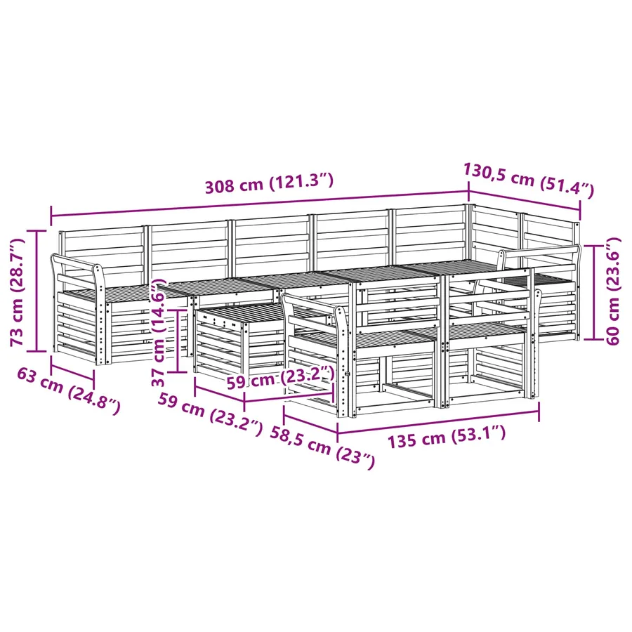 Ensemble de canapés d'extérieur 9 pcs Blanc 59 x 59 x 37 cm - 9
