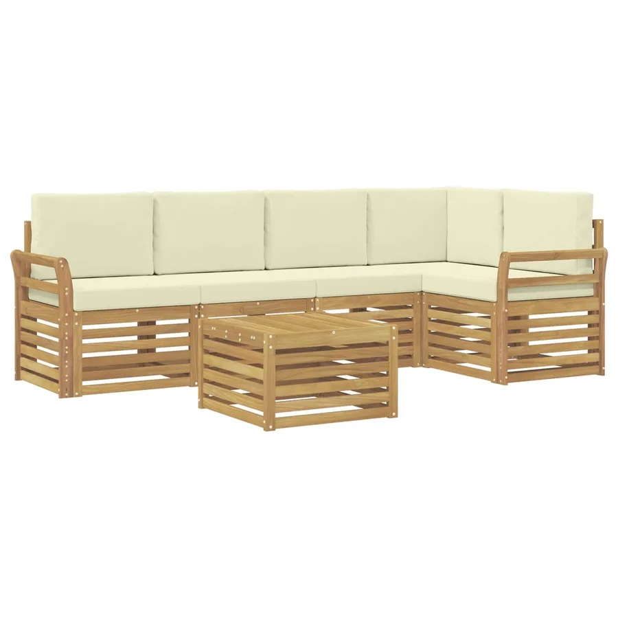 Ensemble de canapés d'extérieur 6 pcs Blanc et crème - 2