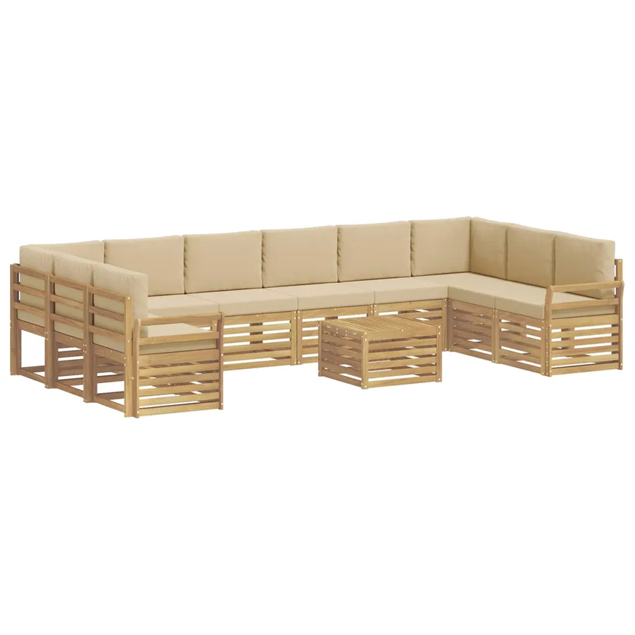 Ensemble de canapés d'extérieur 11 pcs Blanc et Beige - 2