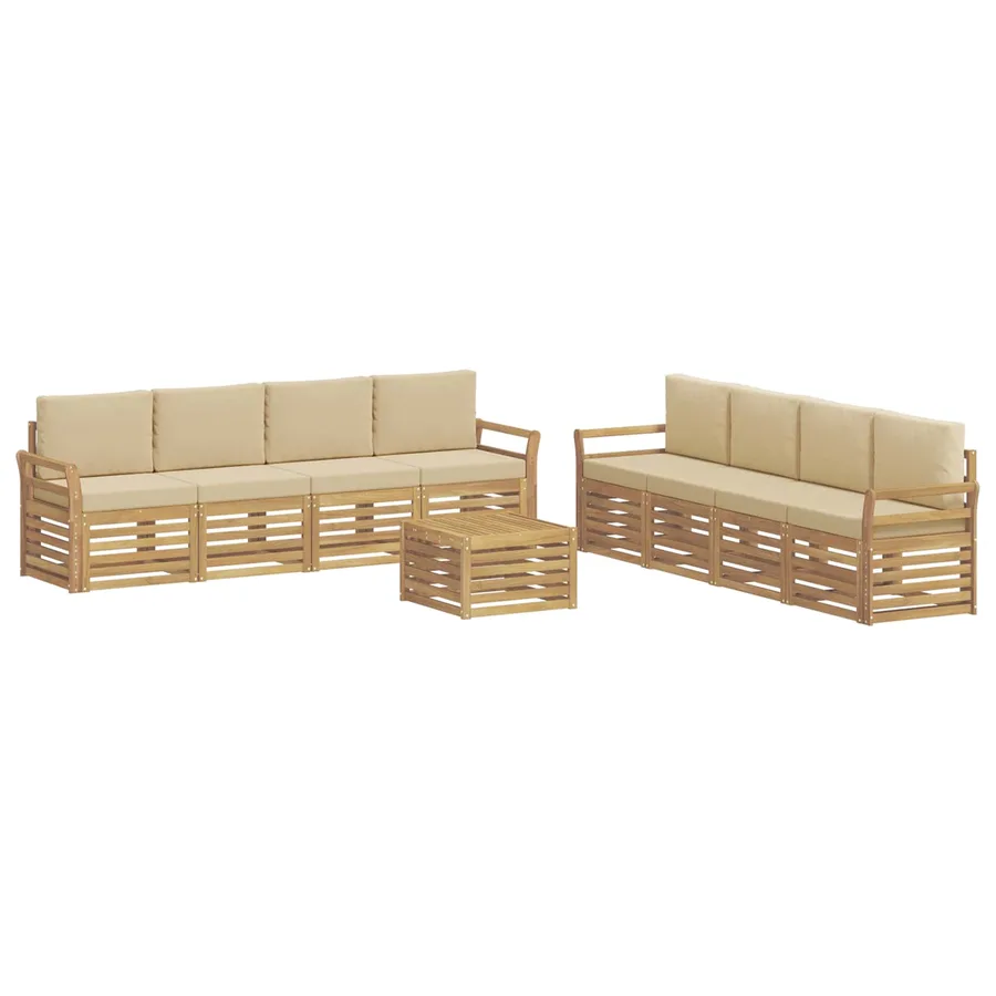 Ensembles de canapés 9 pcs Blanc et Beige 59 x 59 x 37 cm - 2