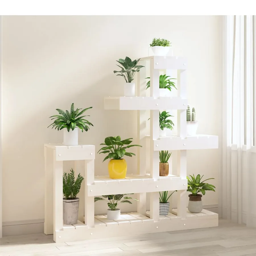 Support à plantes Blanc 92x25x97 cm Bois massif de pin - 3