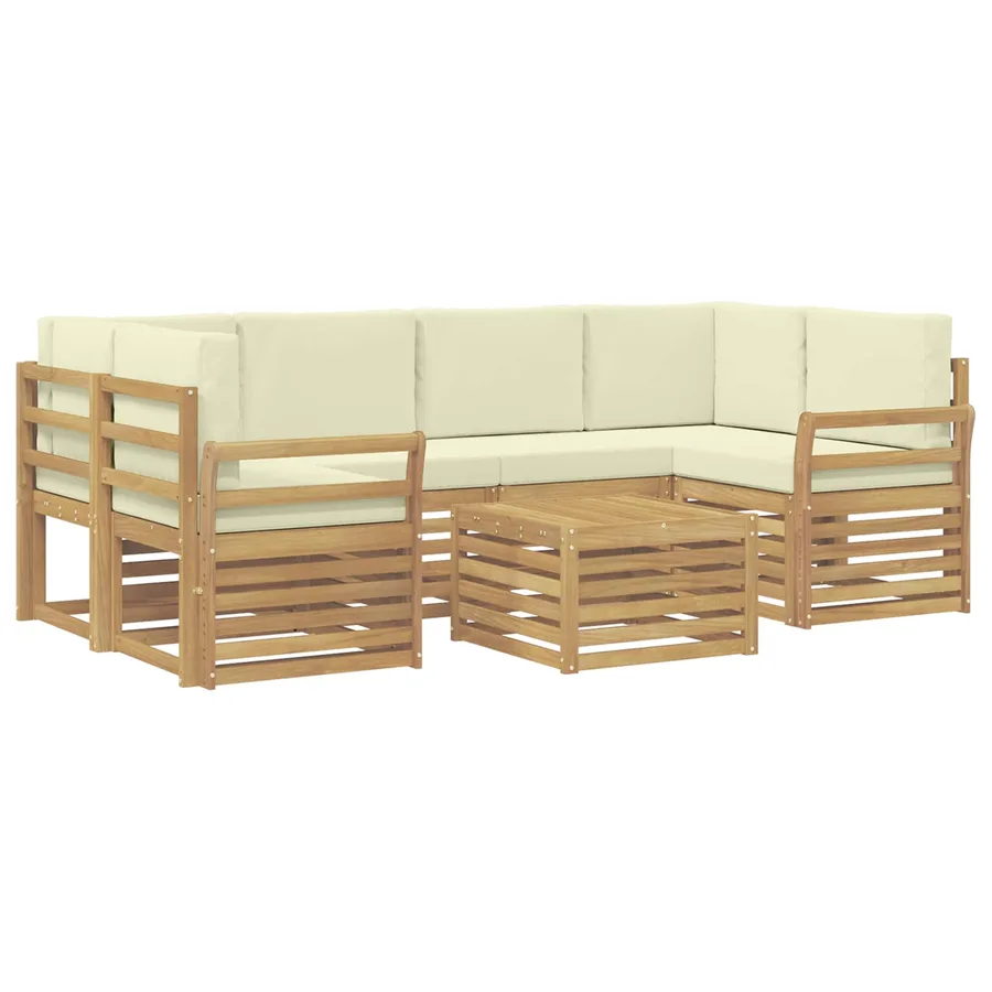 Ensemble de canapés d'extérieur 7 pcs Blanc et crème Polyester - 2