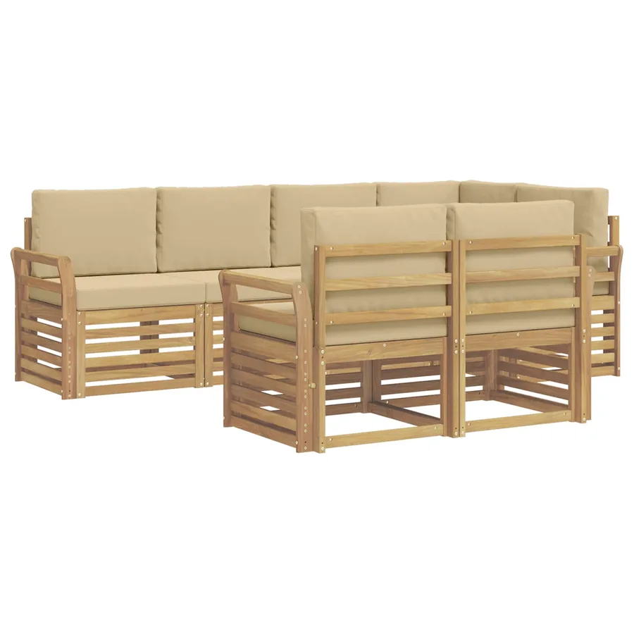 Ensemble de canapés d'extérieur 7 pcs Blanc et Beige - 2