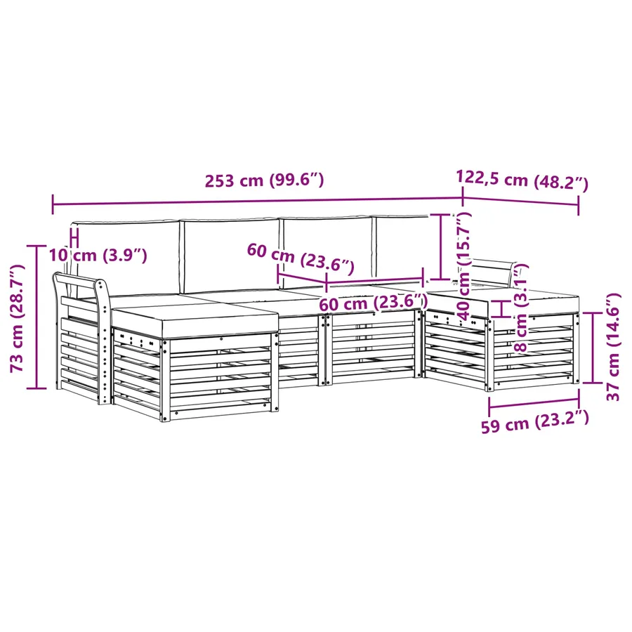 Ensemble de canapés d'extérieur 6 pcs Blanc et anthracite - 6