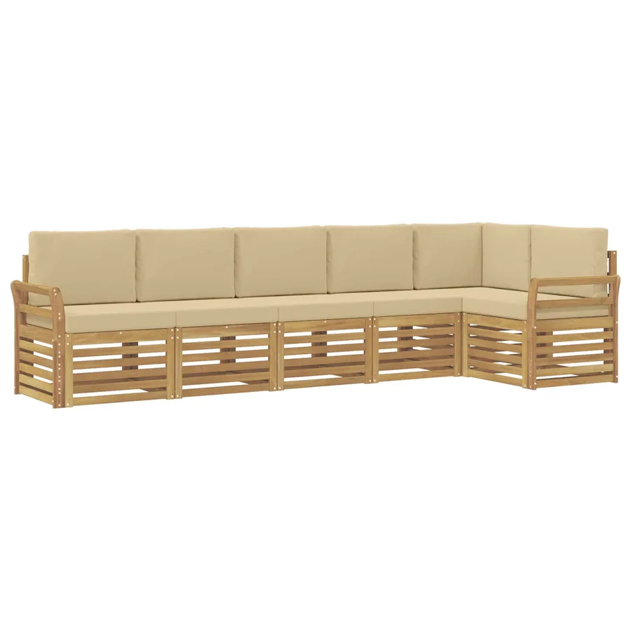 Ensemble de canapés d'extérieur 6 pcs Blanc et Beige - 2