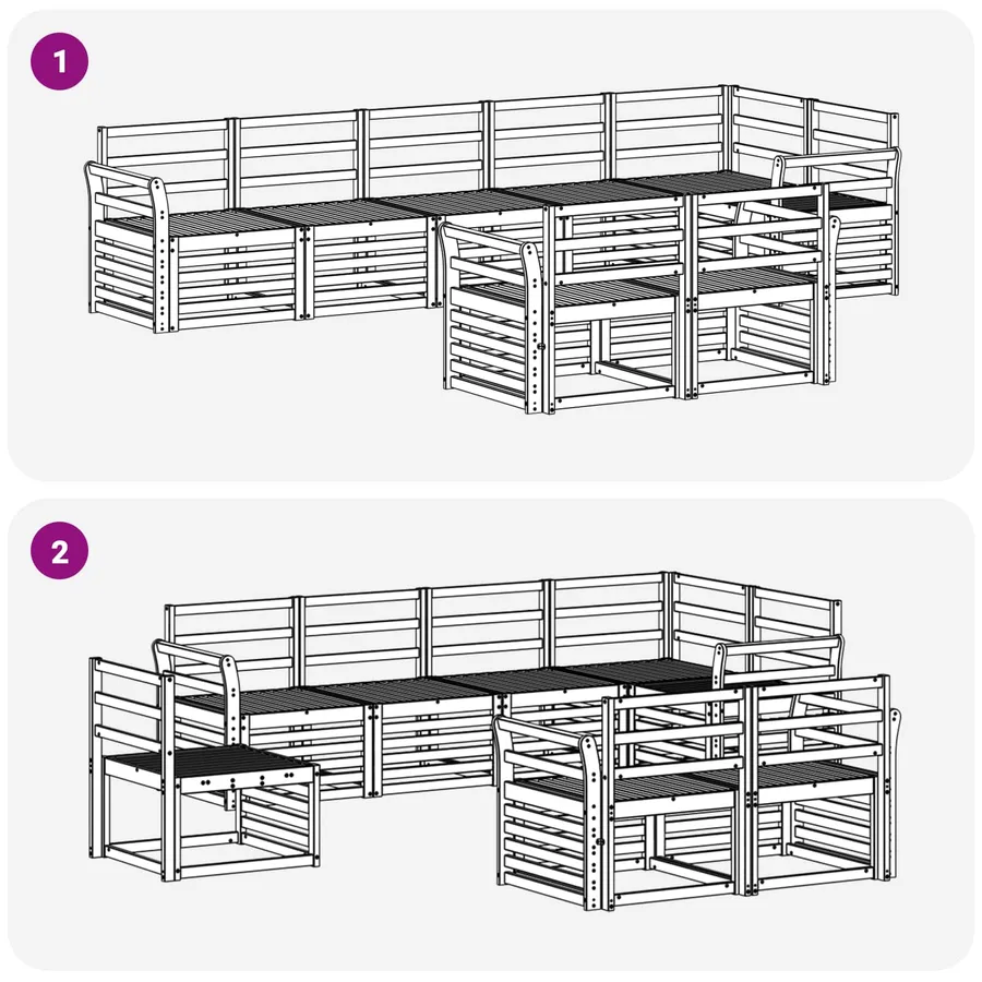 Ensemble de canapés d'extérieur 8 pcs Blanc 308 x 130,5 x 73 cm - 6