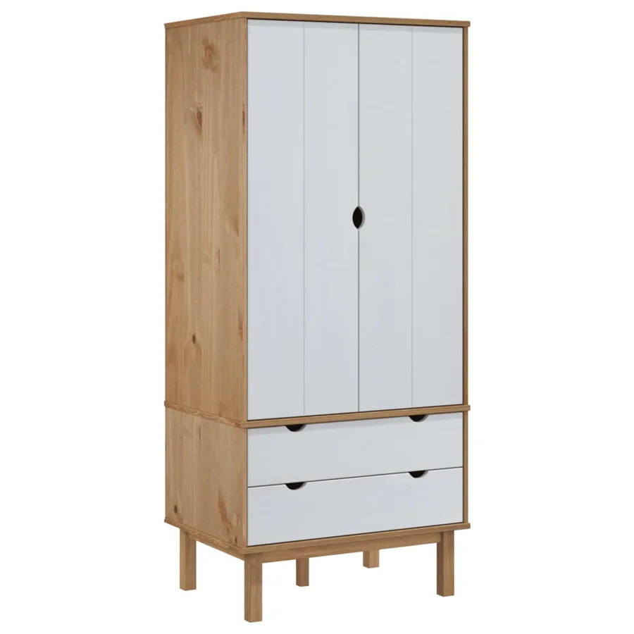 Garde-robe OTTA Marron et blanc 76,5x53x172 cm Bois massif pin - 2