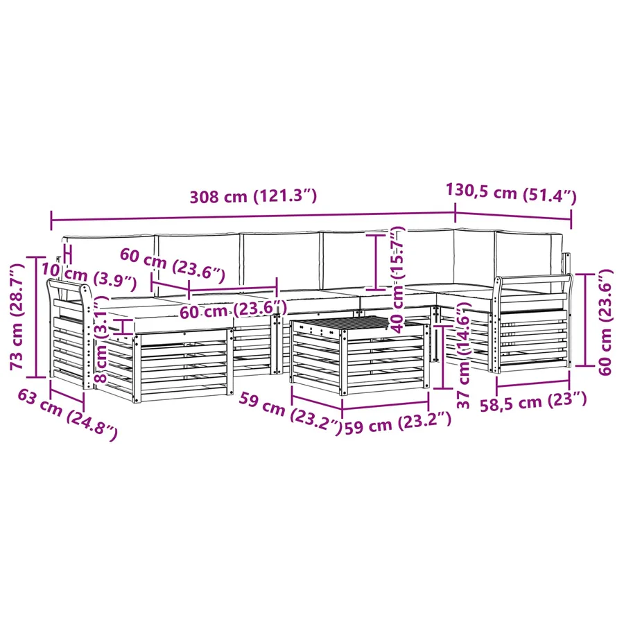 Ensemble de canapés d'extérieur 8 pcs Blanc et anthracite - 9