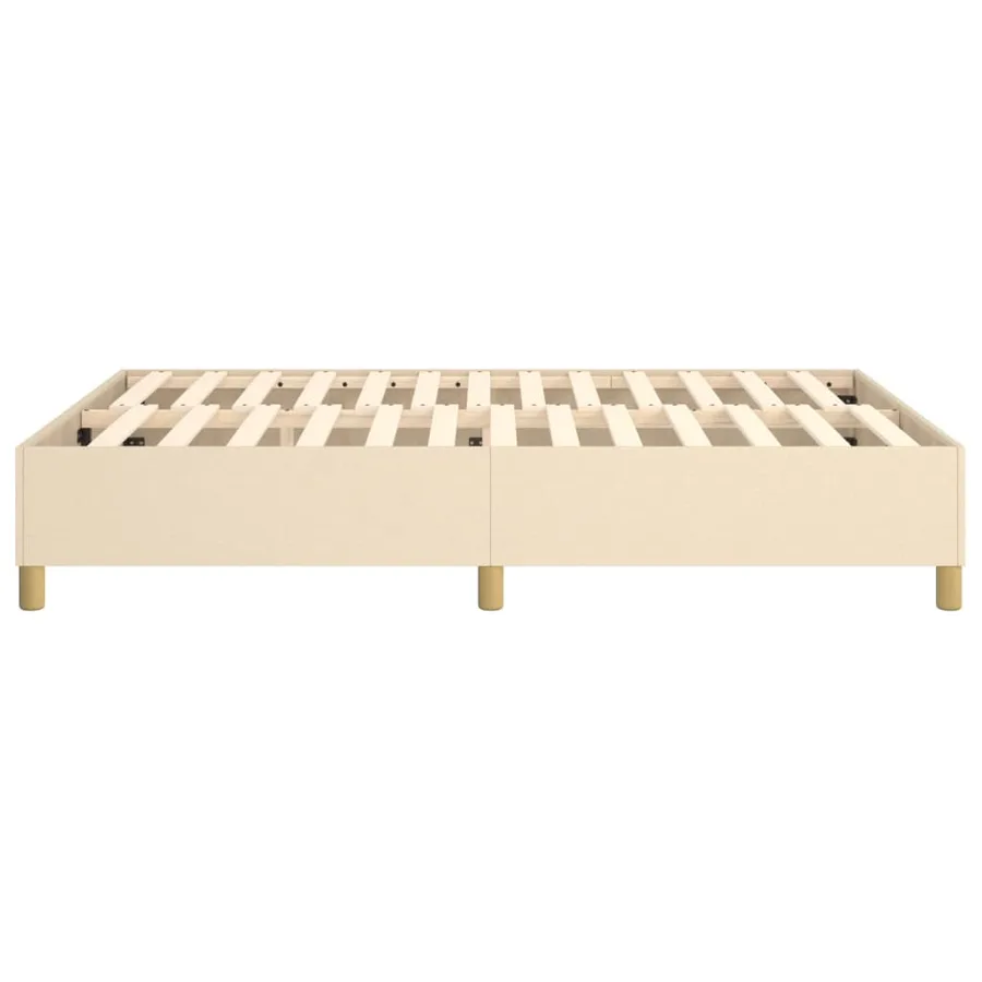 Cadre de lit à lattes crème 140x190 cm tissu - 6