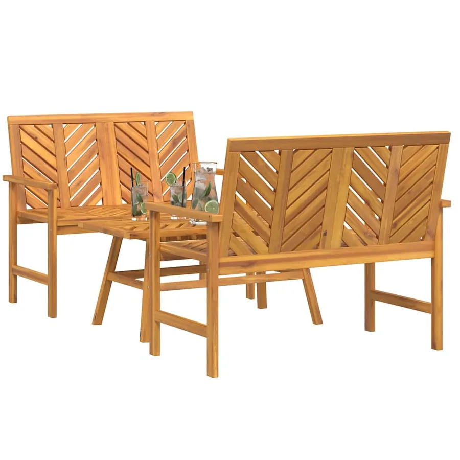Ensemble de salon de jardin 3 pcs Marron Bois d'Acacia Massif - 3