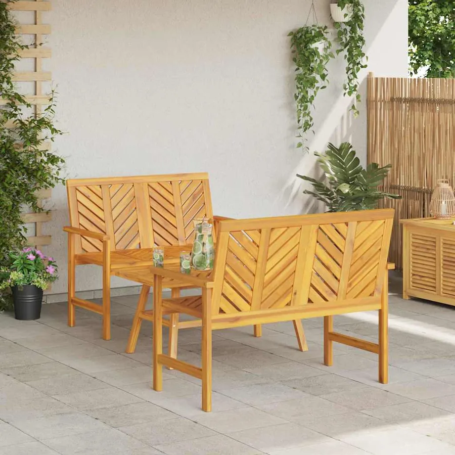 Ensemble de salon de jardin 3 pcs Marron Bois d'Acacia Massif - 4