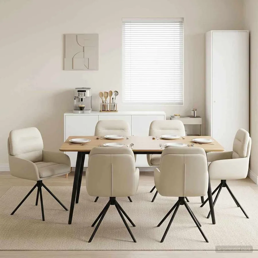 Chaises de salle à manger pivotantes 6 pcs Simili cuir Crème