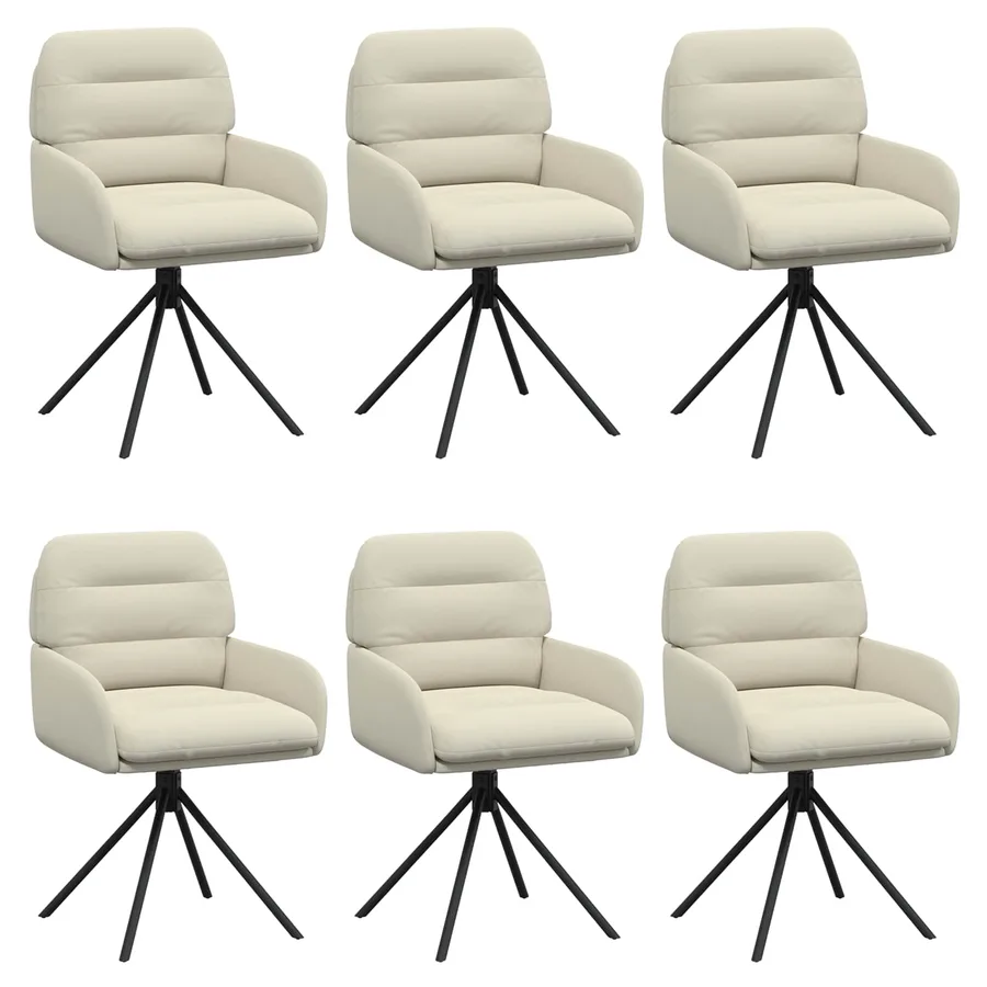 Chaises de salle à manger pivotantes 6 pcs Simili cuir Crème - 2