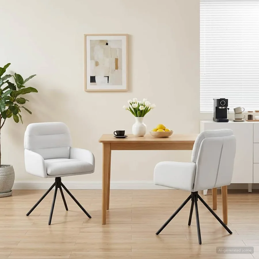 Chaises de salle à manger pivotantes 2 pcs Simili cuir Blanc