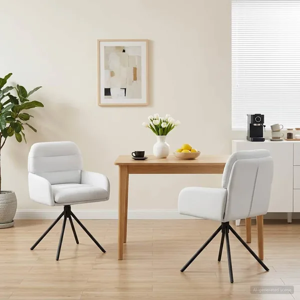 Chaises de salle à manger pivotantes 2 pcs Simili cuir Blanc