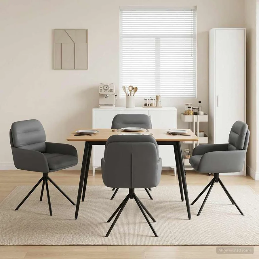 Chaises de salle à manger pivotantes 4 pcs Simili cuir Gris