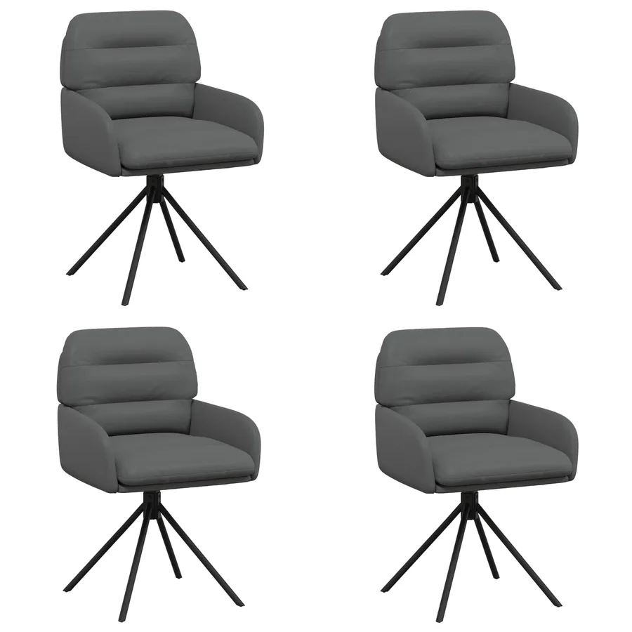Chaises de salle à manger pivotantes 4 pcs Simili cuir Gris - 2