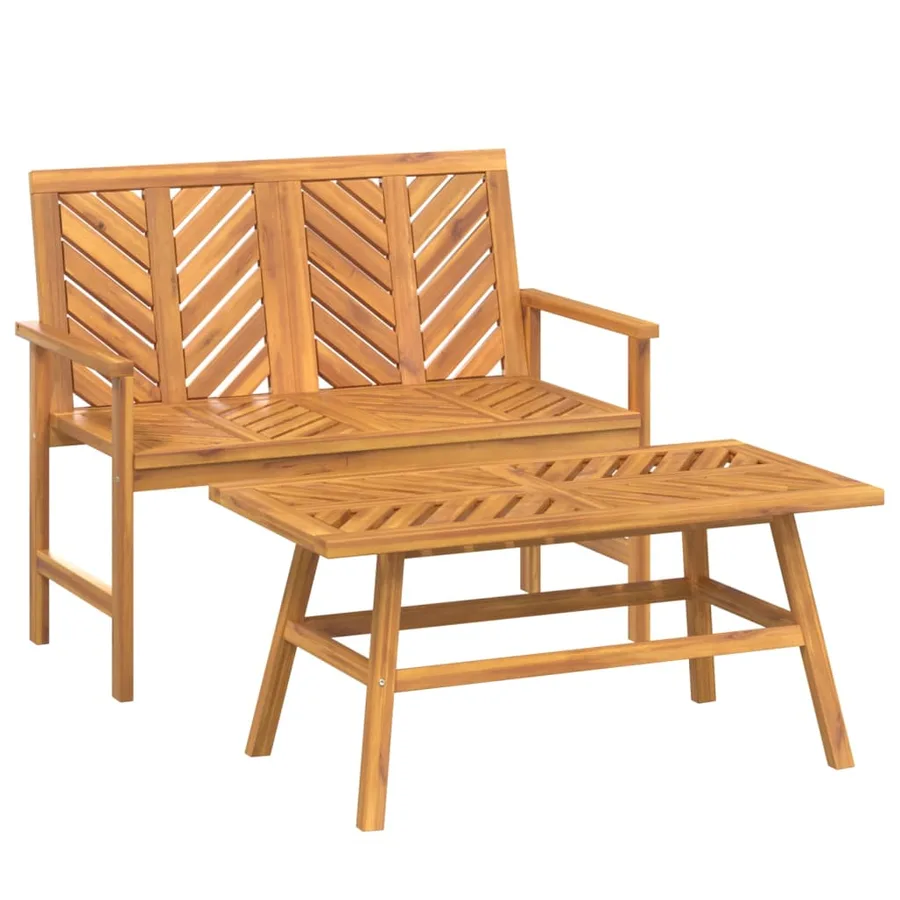 Ensemble de salon de jardin 2 pcs bois d'acacia solide - 2