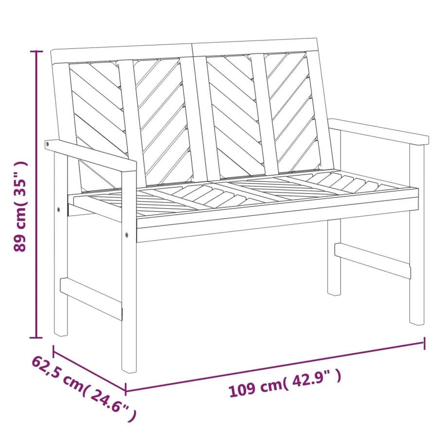 Ensemble de salon de jardin 2 pcs bois d'acacia solide - 7