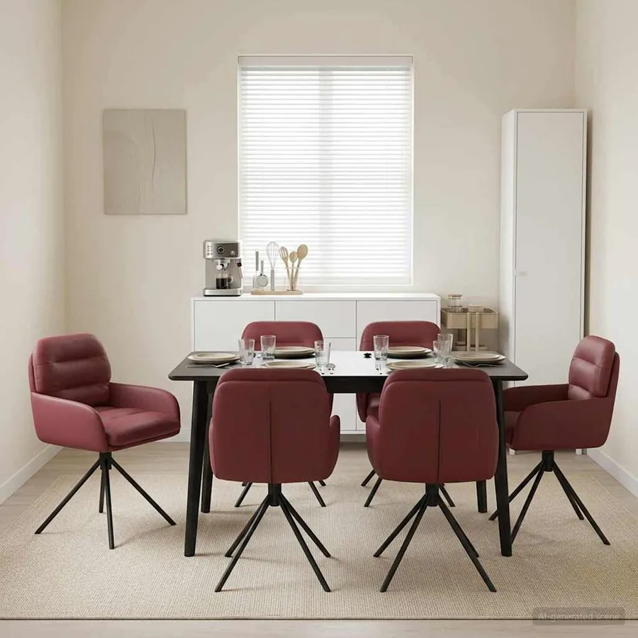 Chaises de salle à manger pivotantes 6 pcs Simili cuir Bordeaux