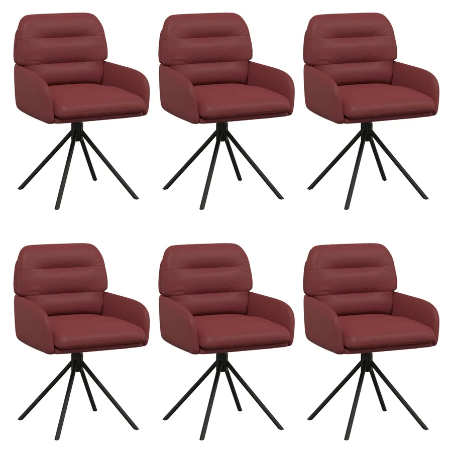 Chaises de salle à manger pivotantes 6 pcs Simili cuir Bordeaux - 2