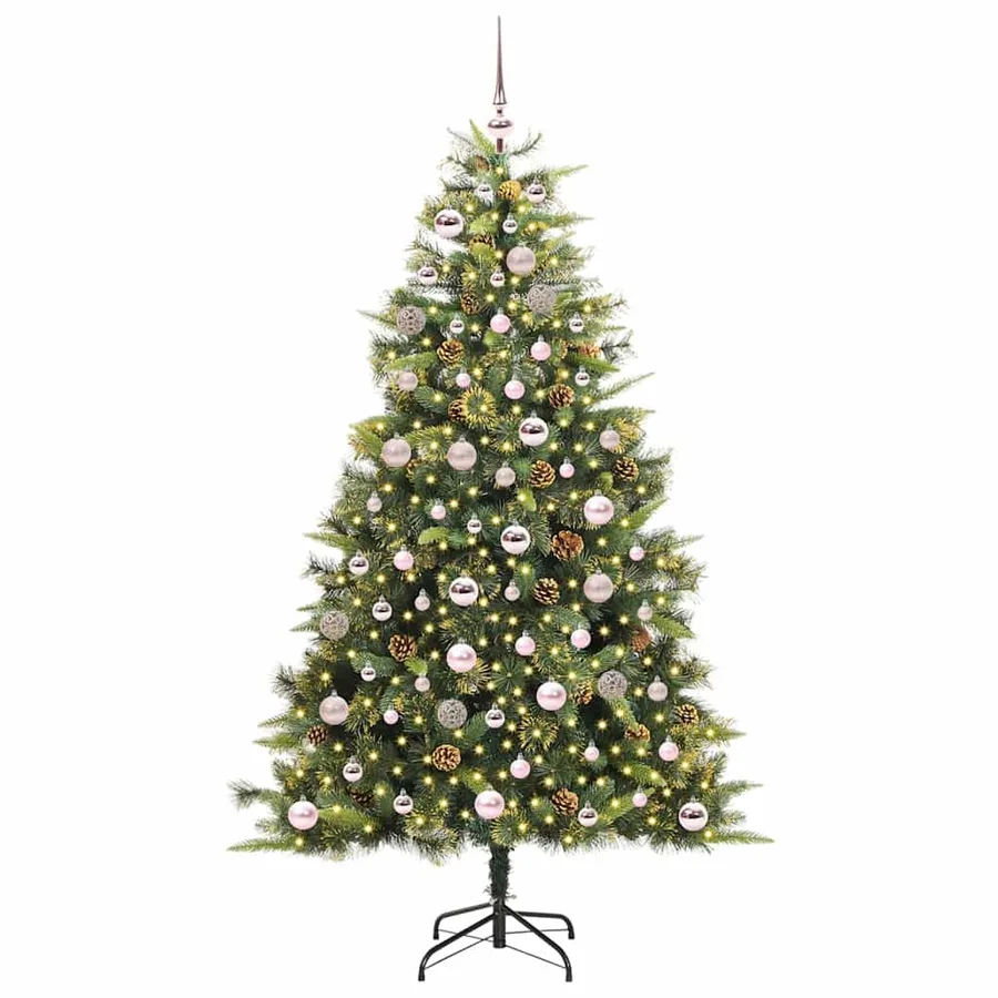 Sapin de Noël artificiel avec branches pliables et cônes 180 cm - 3