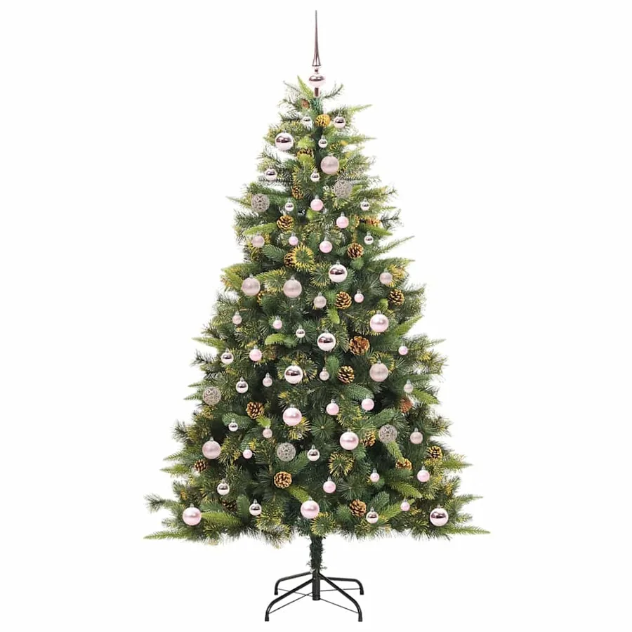 Sapin de Noël artificiel avec branches pliables et cônes 180 cm - 4