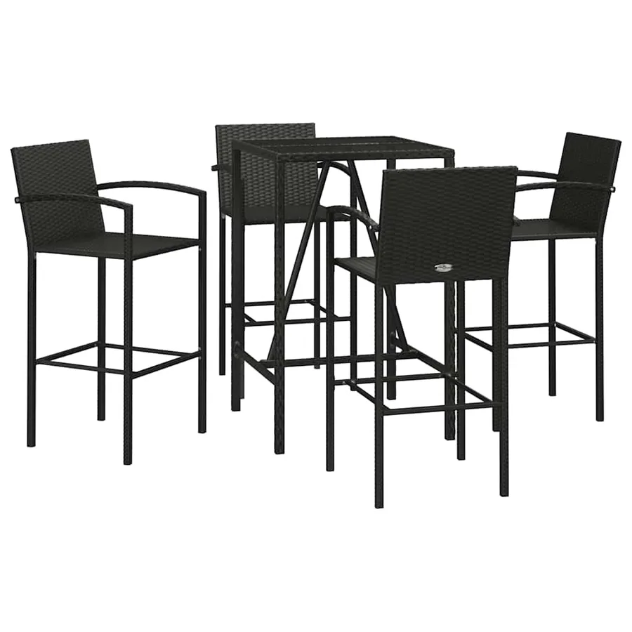 Ensemble de bar de jardin 5 pcs noir résine tressée - 3