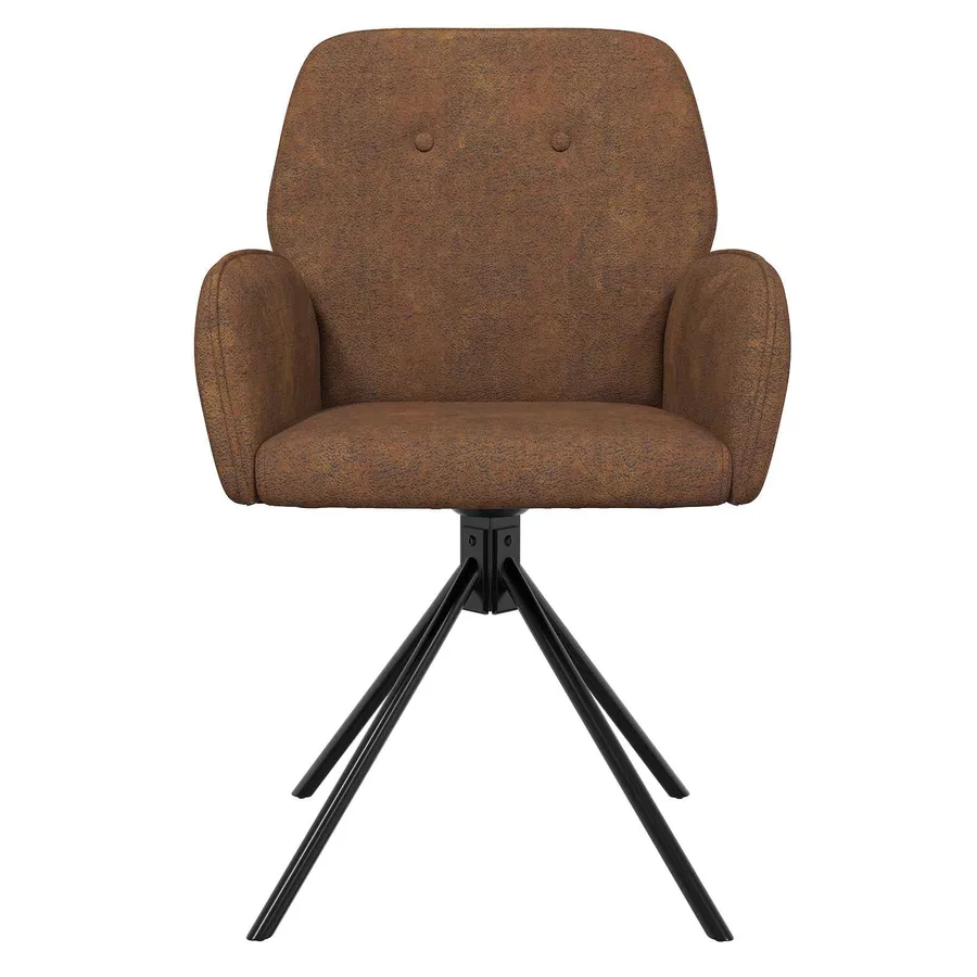 Chaises de salle à manger pivotantes 2 pcs Simili daim Marron - 3