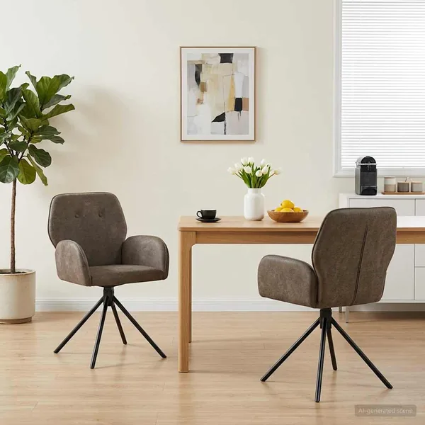 Chaises de salle à manger pivotantes 2 pcs Simili daim