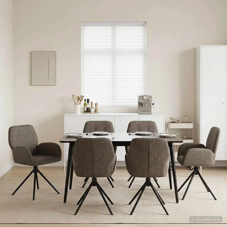 Chaises de salle à manger pivotantes 6 pcs Simili daim