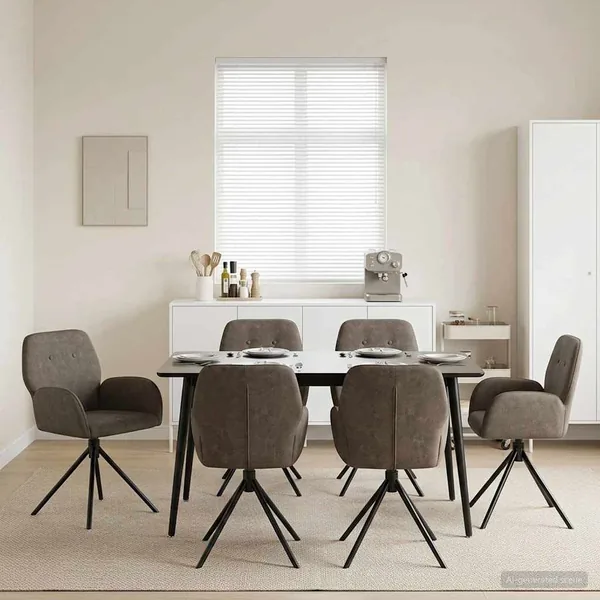 Chaises de salle à manger pivotantes 6 pcs Simili daim