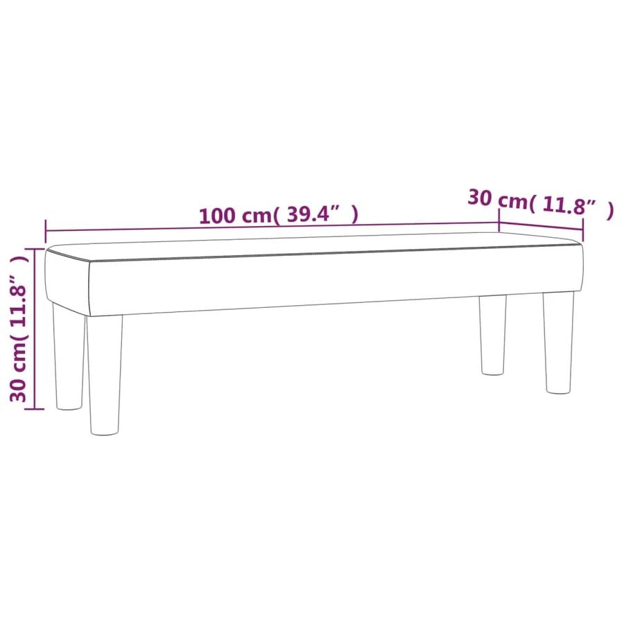 Banc Gris clair 100x30x30 cm Velours - 7