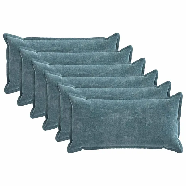 Housse de coussin 6 pcs HOUTEN Bleu 40 x 80 cm Tissu Chenille