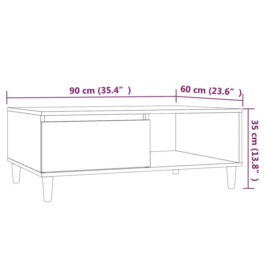 Table basse chêne marron 90x60x35 cm bois d'ingénierie - 9