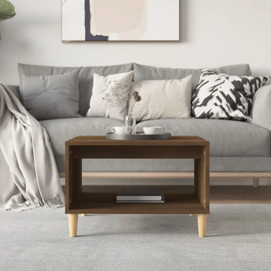 Table basse Chêne marron 60x50x40 cm Bois d'ingénierie - 3