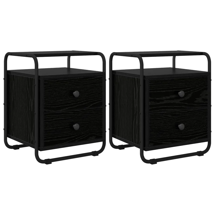 Table de chevet 2 pc Chêne noir Bois d'ingénierie - 2