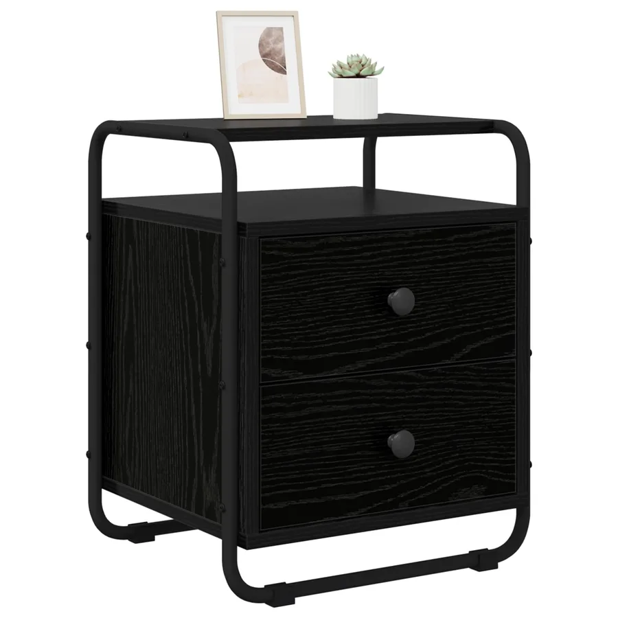 Table de chevet 2 pc Chêne noir Bois d'ingénierie - 3