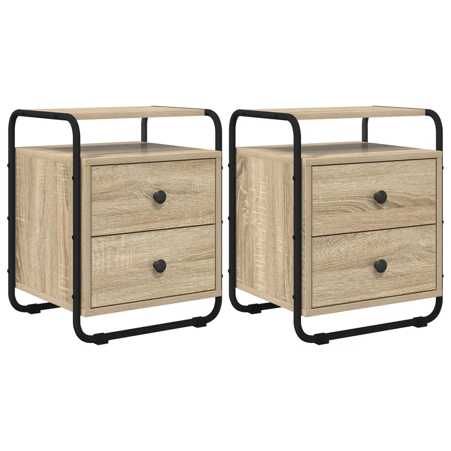 Table de chevet 2 pc Chêne Sonoma Bois d'ingénierie - 2