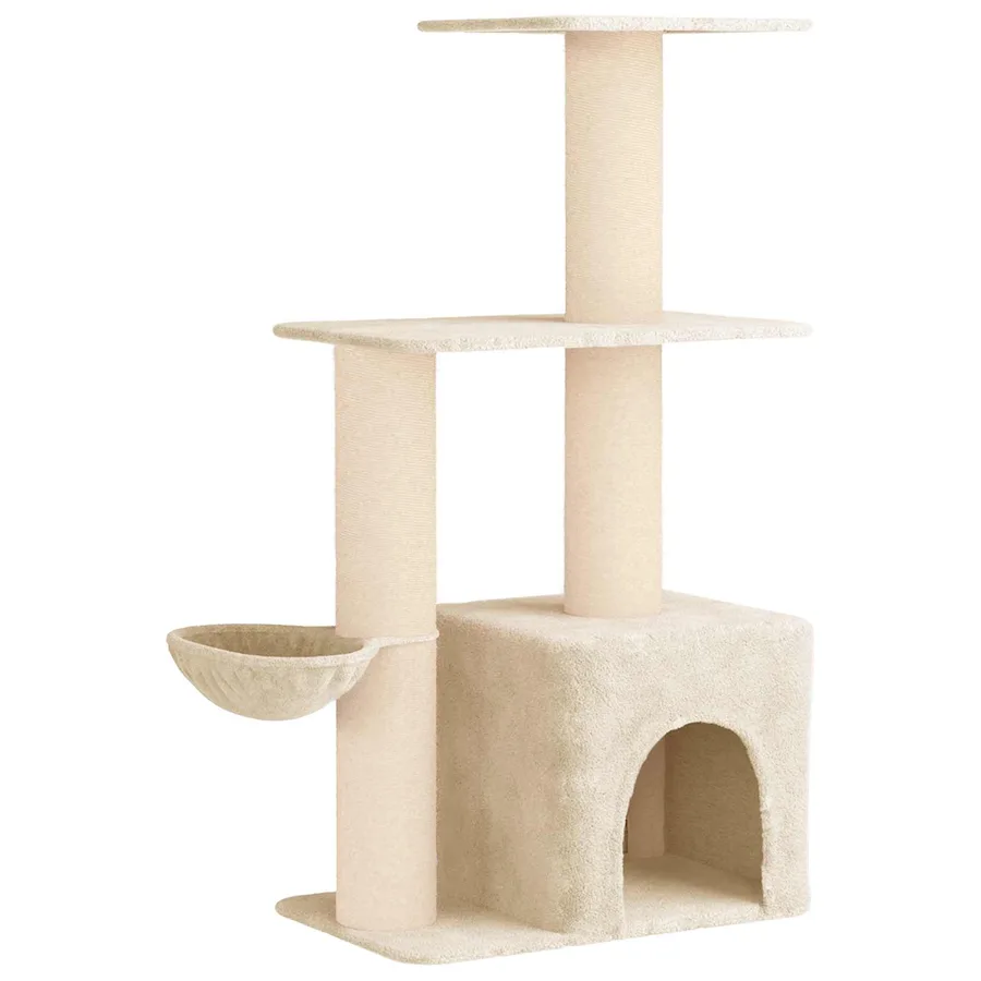Arbre à chat avec poteaux à griffer en sisal Crème 133 cm - 2